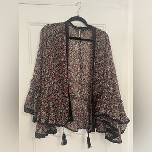 Free People Lola Kimono in Black Size Small